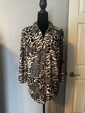 Chic Animal Print Button-Down Shirt